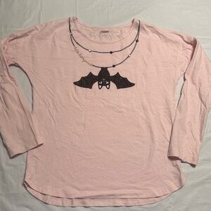 Gymboree Light Pink Bat Design Long Sleeve Shirt Halloween size 8